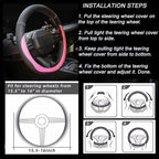 Valleycomfy Microfiber Leather Steering Wheel Cover Large-Size for F150 F250 F350 Ram 4Runner Tacoma Tundra Range Rover Model