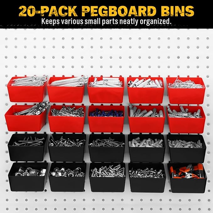 ELEAD 297 Piece Pegboard Hooks Kit, Peg Board Organizer Accessories with Bins for Organizing Various Tools, Fit 1/8 or 1/4 in