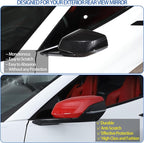 Door Rear View Mirror Cover Cap Compatible with Chevrolet Corvette C8 2020-2026, ABS Side View Mirror Cover, Auto Door Rearview Mirror Protective Trim Cap 2Pcs (Red)