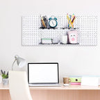Nuanchu 8 Pack No Drill Pegboard Panels, 10x10 Inch White ABS Plastic Pegboard Wall Mount Organizer Kit for Garage Kitchen Of