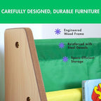 Humble Crew 4-Tier Kids Bookshelf, Natural Wood/Primary - Premium Book Shelf for Kids Rooms with Four Deep Pockets - Toddler 