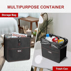 Simple Deluxe Car Trash Can, Leak-Proof Car Garbage Can with Cokkapsible Adjustable Straps, Portable and Trash Bag with Storage Pockets, 3 Gallon, Black