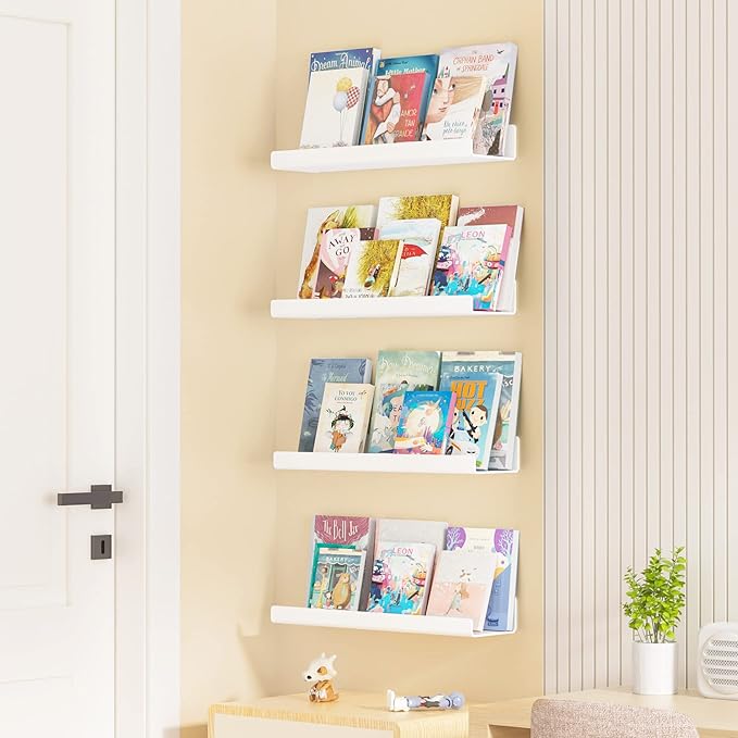 upsimples Acrylic Shelves for Wall Decor, 15" Display Shelf Perfume Organizer for Bathroom, Bedroom, Living Room, Floating Bo
