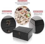 Pinzoveco Jewelry Box for Women, Rustic Wooden Jewelry Organizer Box for Storage Earrings Rings Necklace Bracelet, Farmhouse 