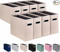 8 Pack Letter Size File Storage Box Collapsible，Fabric Hanging File Folders Organizer, Portable Office Document Holder with M