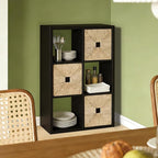 CTESNE【2026 Wooden Thick Frame 6 Cube Storage Organizer Shelf with Anti-Tipping Kits + Reversible Open Back Bookcase, Horizon