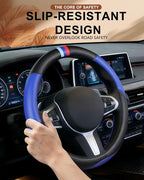 Customized Auto Car Steering Wheel Cover for BMW X1,X2,X3,X4,X5,X6,X7,i3,i4,i5,i8 535i 740Li 335i M3 M4 M5 Z1 Z3 Z4 Z5 (Blue)