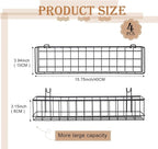 Black 4 Pack Grid Wall Hanging Baskets with 16 S Hooks, 15.8 x 3.9 x 3.2 Inch Metal Wire Wall Mount Storage Baskets for Grid 