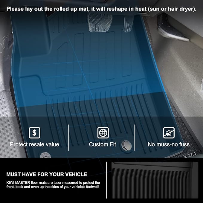 KIWI MASTER Floor Mats for 2021-2026 Nissan Rogue (Not Sport), OEM Replacement T99E4-6RR0B, Custom Fit All Weather Car Mats, Heavy Duty TPE Floor Liners, Front & Rear 2 Row, Black