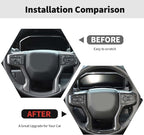 Carbon Fiber Steering Wheel Trim Cover Frame Decoration Interior Accessories Compatible with Chevrolet Silverado 2019-2023,for Chevrolet Tahoe 2021-2023,for Suburban SUV 2020-2023