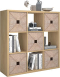 CTESNE【2026 Wooden Thick Frame 9 Cube Storage Organizer Shelf with Anti-Tipping Kits + Reversible Open Back Bookcase, Horizon