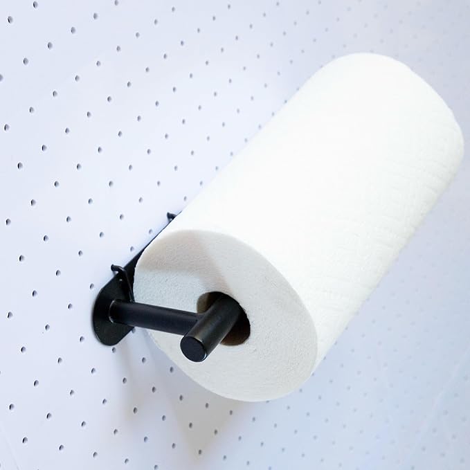 Peg Board Paper Towel Holder for Pegboard, Peg Board Accessory Kit with Heavy Duty Pegboard Hooks for Garage Workshop Craft R