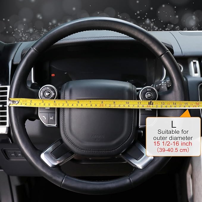 COFIT Breathable Car Steering Wheel Cover 16 inch Auto Universal Leather Wrap Non-Slip Steeringwheel Protector Automotive Int