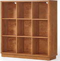 Joaxswe 9 Cube Storage Book Shelf, 40.5" Wide Organizer Bookshelf with Curved Edge, Wood Floor Standing 3-Tier Cubby Bookcase