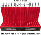 PLR16 Red Pliers Rack mounts on your peg board, or fits in your toolbox drawer. Plier storage for Regular & smaller pliers. H