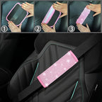 NBTEPEM 30 Pcs Pink Bling Car Accessories Set for Women, Pink Steering Wheel Cover Set, Bling Console Cover, Seat Belt Cushion, Shift Knob Cushion, Cup Coaster, Rhinestone Car Hanging Accessories
