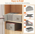 Lifewit 4 Pack Clothes Organizer, 6 Grids Closet Jean Storage Bins with Handles and Support Boards, Foldable Drawer Organizer