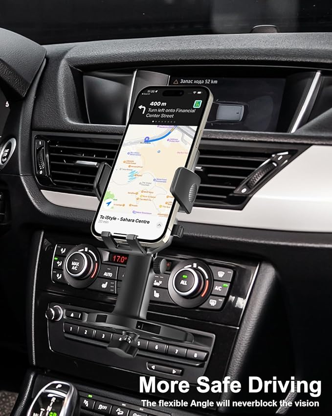 woleyi CD Phone Holder for Car - Height Adjustable Car Phone Holder CD Slot, Ultra Sturdy CD Player Cell Phone Holders for Your Car for iPhone 17 Pro Max 16 15 14 13 12 Air Plus, S25, 4-7" Smartphones