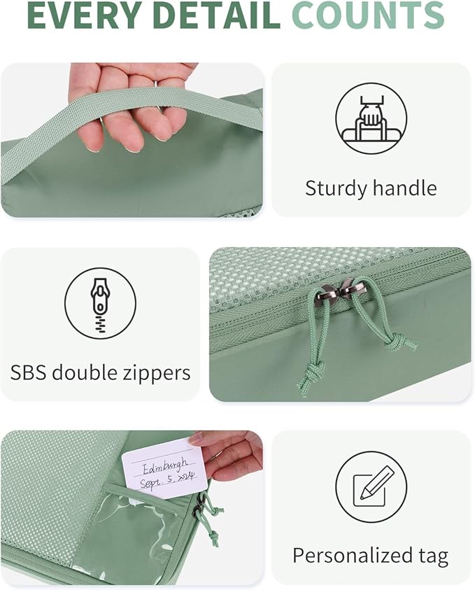 ECOHUB 6 Set Packing Cubes for Travel Durable Suitcase Organizer Bags Set with Personalized Tag Travel Essentials with Shoe B