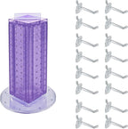 Azar Displays 700220-PUR-2C16 Four-Sided 4”W x 12” Revolving Pegboard Tower Kit Counter Display with 16-Pack of 2 inch Lockin