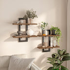 HOOBRO Floating Shelves, 15 Inch Wall Shelf Set of 2, Wall Mounted Storage Shelves 2-Tier, Hanging Bathroom Shelves, for Livi