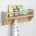 Max & Lily Wall Shelf with Pegs, 24 Inch Floating Bookshelf for Kids Room, Solid Wood Wall-Mounted Storage Shelf with Hooks f