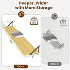 55" Long Wall Mounted Floating Shelves,8 inch Deep Floating Shelf with Metal Brackets Set of 2,Easy-to-Install Wall Decor Sto