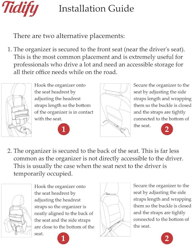 Tidify Car Front Seat Organizer [2025 UPDATED] with Dedicated Tablet and Laptop Storage Stabilizing Side Straps Soft Adjustable Shoulder Strap and Hardened Buckles Your Office Away from Office.