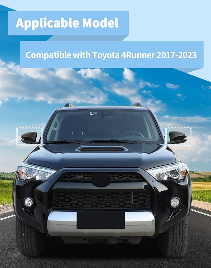 Voodonala for Toyota 4Runner 2017-2023 Side Rearview Mirror Cover Compatible with Toyota 4Runner 2017-2023 (Black)