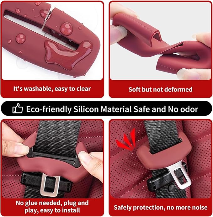 5pcs Car Seat Belt Buckler Cover, Silicon Anti-Scratch Seatbelt Buckler Protector Silencer Clip Holster for BMW Accessories, Car Interior Accessories for Men and Women (5pcs Light Brown)