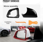 Compatible with Tesla Model Y 2020 2021 2022 2023 2024 Door Mirror Lower Holder Covers & Frame Set, Right Passenger Side (Black Cover + Frame Set, Model Y (Left-Driver Side)