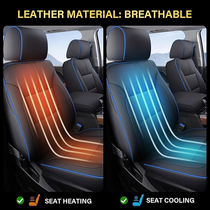 Coverado Chevy Silverado Seat Covers, Faux Leather Seat Covers Fit for Chevy Silverado GMC Sierra 2007-2026 1500, 2015-2026 2