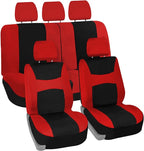 FH Group Car Seat Covers Full Set Cloth - Universal Fit, Automotive, Low Back Front, Airbag Compatible, Split Bench Rear Wash
