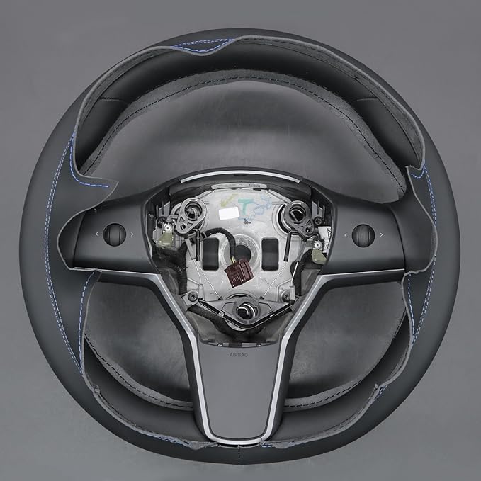 MEWANT Hand Stitched Steering Wheel Cover for Tesla Model 3 2017-2023 / Model Y 2020-2023 for Tesla Model 3/Y Accessories