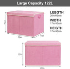 122L Large Toy Box Chest with Lid, Foldable Toy Storage Organizer Bin Boxes with Removable Divider for Kids, Boys, Girls, Nur