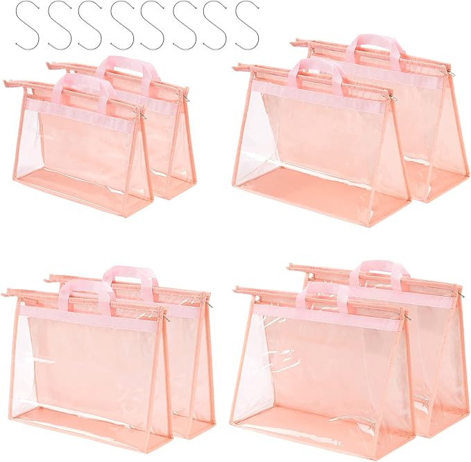 CINPIUK Handbag Dust Bags Clear Purse Storage Organizer for Closet Small to Extra Large Handbags Dust Free Bags Hanging Zippe