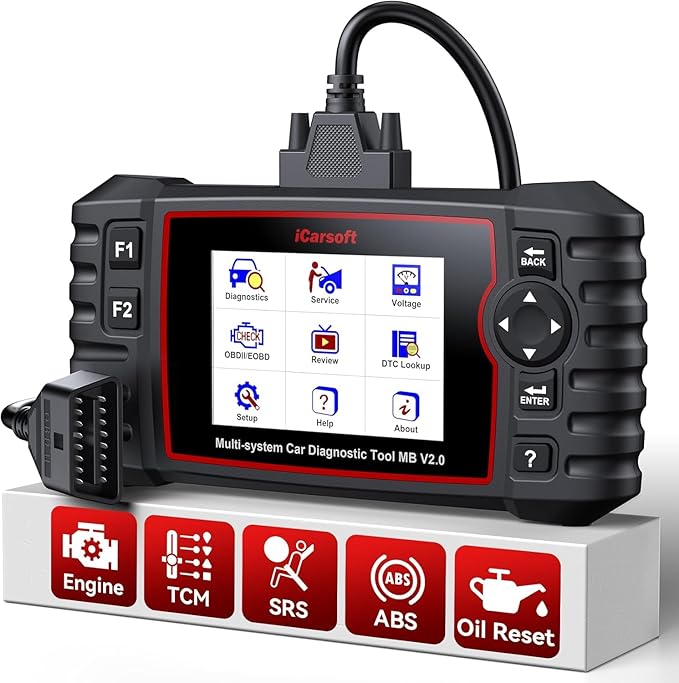 iCarsoft MB V2.0 OBD2 Scanner Diagnostic Tool for Benz/Sprinter/Smart, Full System Code Reader with 8 Resets, Auto VIN,