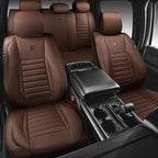 CAR PASS Nappa Leather Car Seat Covers Full Set, Luxury Seat Protector for Cars, Waterproof Anti-Slip Seat Cushion Armrest Co