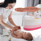 luxury little Diaper Caddy Organizer, Large Cotton Rope Nursery Baby Basket, Changing Table Organizer for Baby Diaper Storage