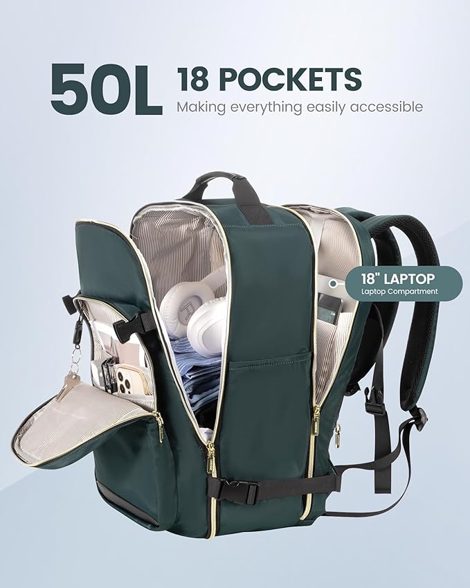 LOVEVOOK Travel Backpack for Women & Men 50L,Airline Approved Carry On Backpack Travel Essentials,TSA Carry on Luggage,Waterp