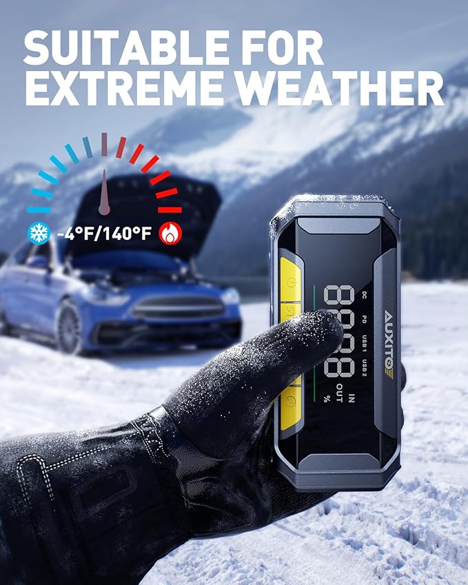 AUXITO 8000A Car Battery Jump Starter Boost Force Start Function Jump Box 60W Fast Charging 160W DC Output Portable Jump