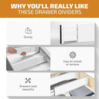 6 Pack Drawer Dividers 6 Inch High, 11”-17" Adjustable Bamboo Organizers Large Expandable Drawer Separators for Cloths, Dress
