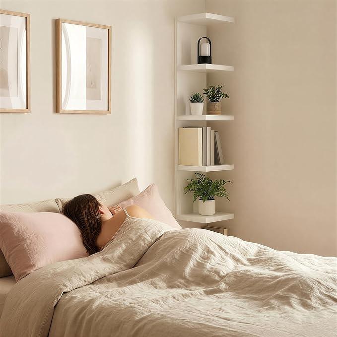 7 Tier Wall Shelf Unit & Lack Shelf, Versatile Floating Shelves for Wall, Bedroom Book Shelf, Vanity Display Shelves, Tall De