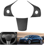 for Tesla 2017-2023 Model 3 and 2020-2024 Model Y Steering Wheel Cover Trim Interior Decoration Protection Accessories (Matt Carbon Fiber Pattern)