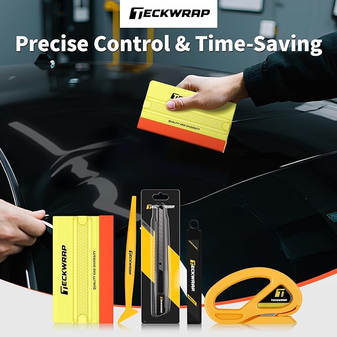 TECKWRAP Vinyl Wrap Tool Kit Window Tint Kit Tools Car Wrap Kit, Squeegee, Retractable Utility Knife, Safety Vinyl Cutter, Vinyl Wrap for Car, Window Tint Car Wrap Vinyl