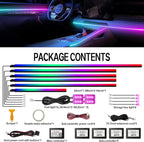 Dreamcolor Acrylic Interior Car LED Strip Light with Wireless APP Control, RGB 14-in-1 Ambient Lighting Kit with Music Sync, Dynamic Color Chasing Neon Light Kits for Car Interior