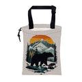 Black Bear Car Garbage Bag Mountain Orange Sunset Drawstring Car Trash Bag Hanging for Back Seat with Adjustable Buckle Canvas Vehicle Trash Can Easy-to-Install
