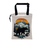 Black Bear Car Garbage Bag Mountain Orange Sunset Drawstring Car Trash Bag Hanging for Back Seat with Adjustable Buckle Canvas Vehicle Trash Can Easy-to-Install