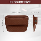 HARFINGTON Car Seat Gap Filler Organizer 11.5 x 8 x 2.1 Inch Leather Universal Car Organizer Storage Box Between Seat and Console for Phone Sunglasses Keys, Brown