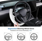 Steering Wheel Cover for Tesla Model 3 (2017-2023) / Model Y (2020-2024),Anti-Slip,Comfortable Grip, Breathable,Customized for Tesla Model 3/Y Accessories,Nappa White